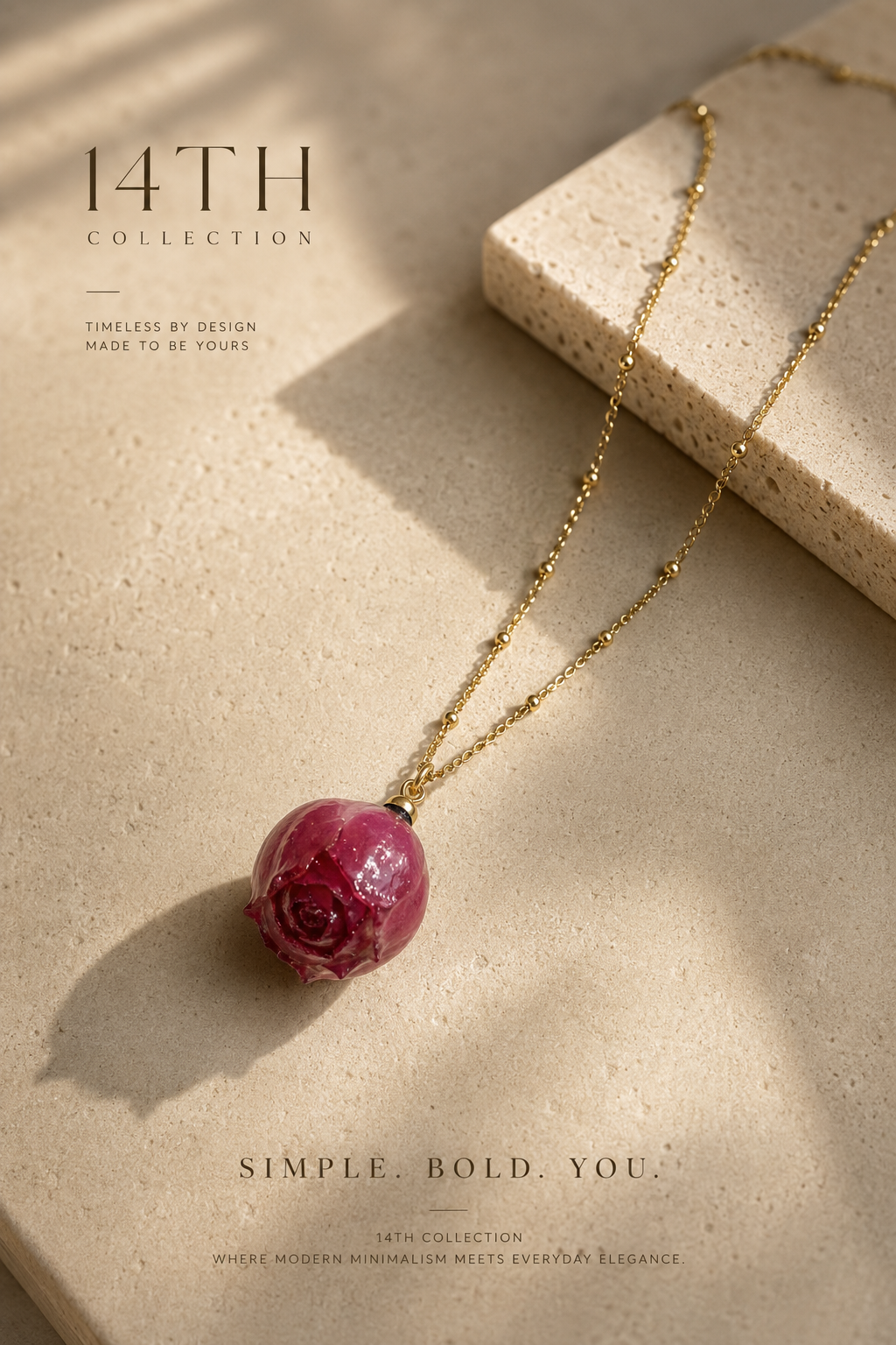 Preserved Rose Pendant Necklace