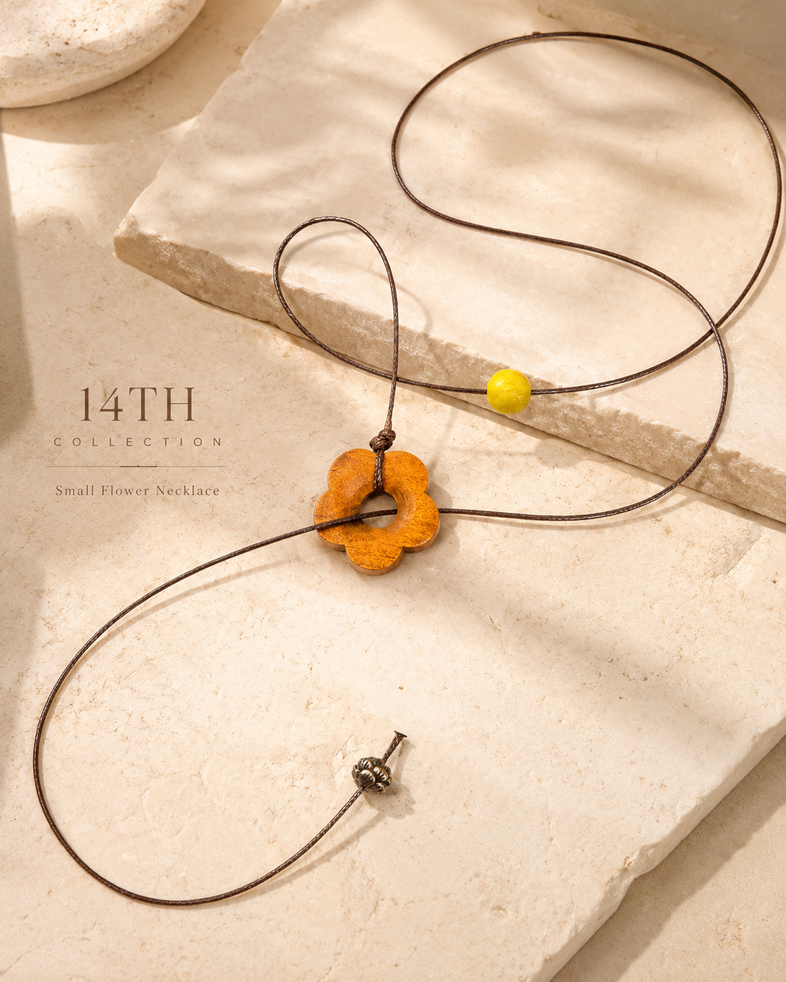 Hand-Carved Wooden Flower Necklace
