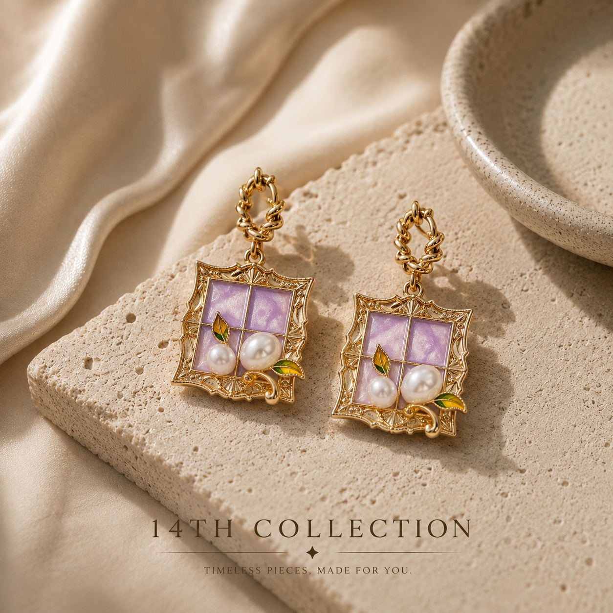 Golden Window Pearl Earrings