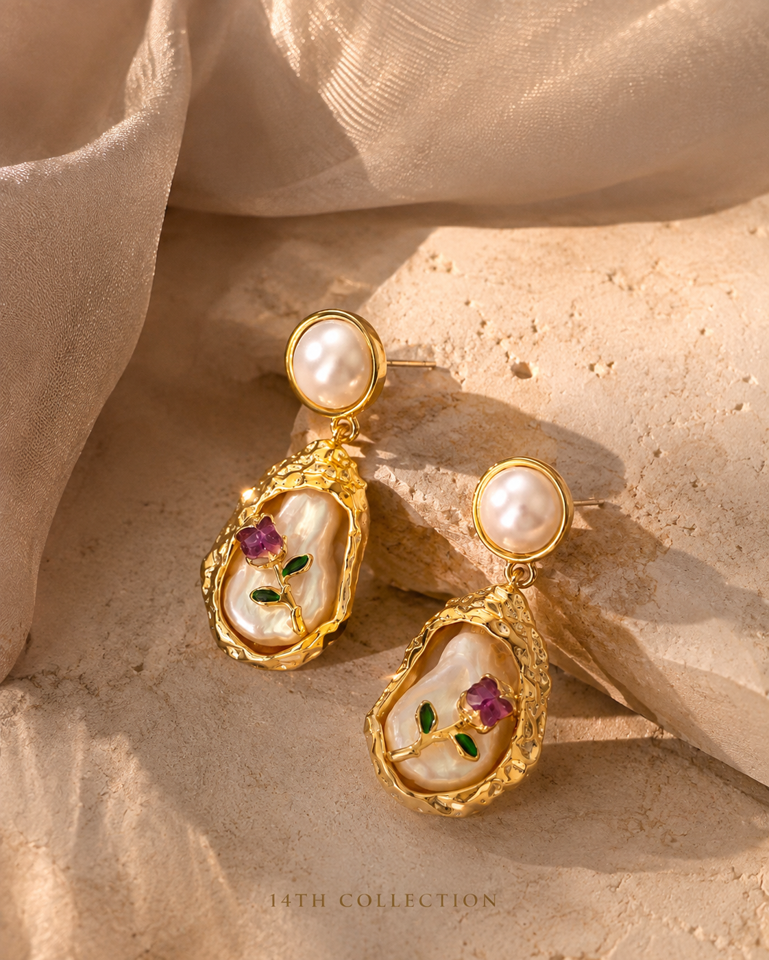Enchanted Rose Pearl Earrings