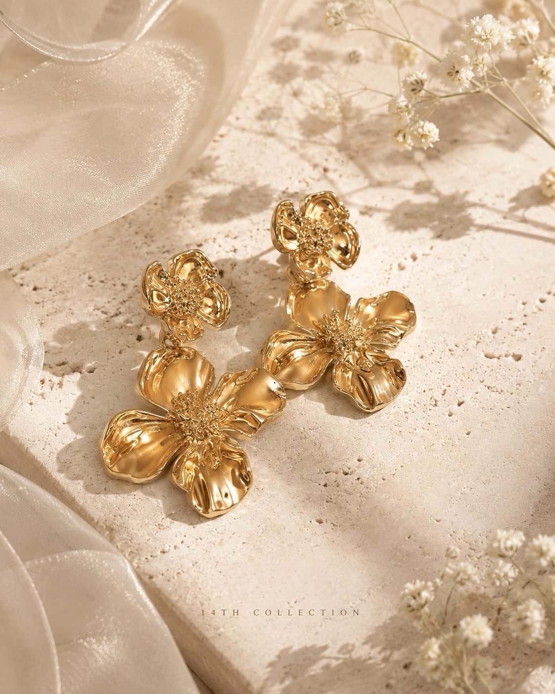 Golden Flora Drop Earrings