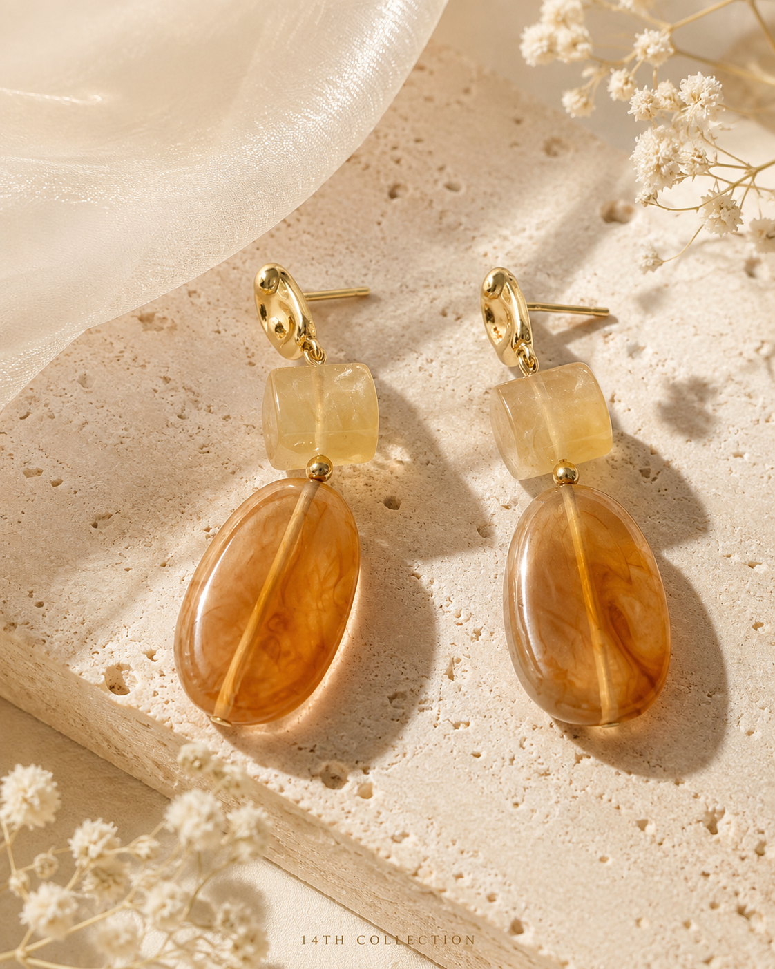 Amber Veil Drop Earrings
