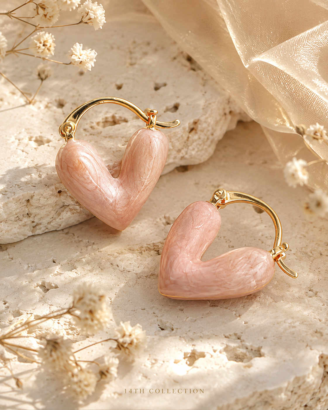 Rosy Heart Whisper Hoops