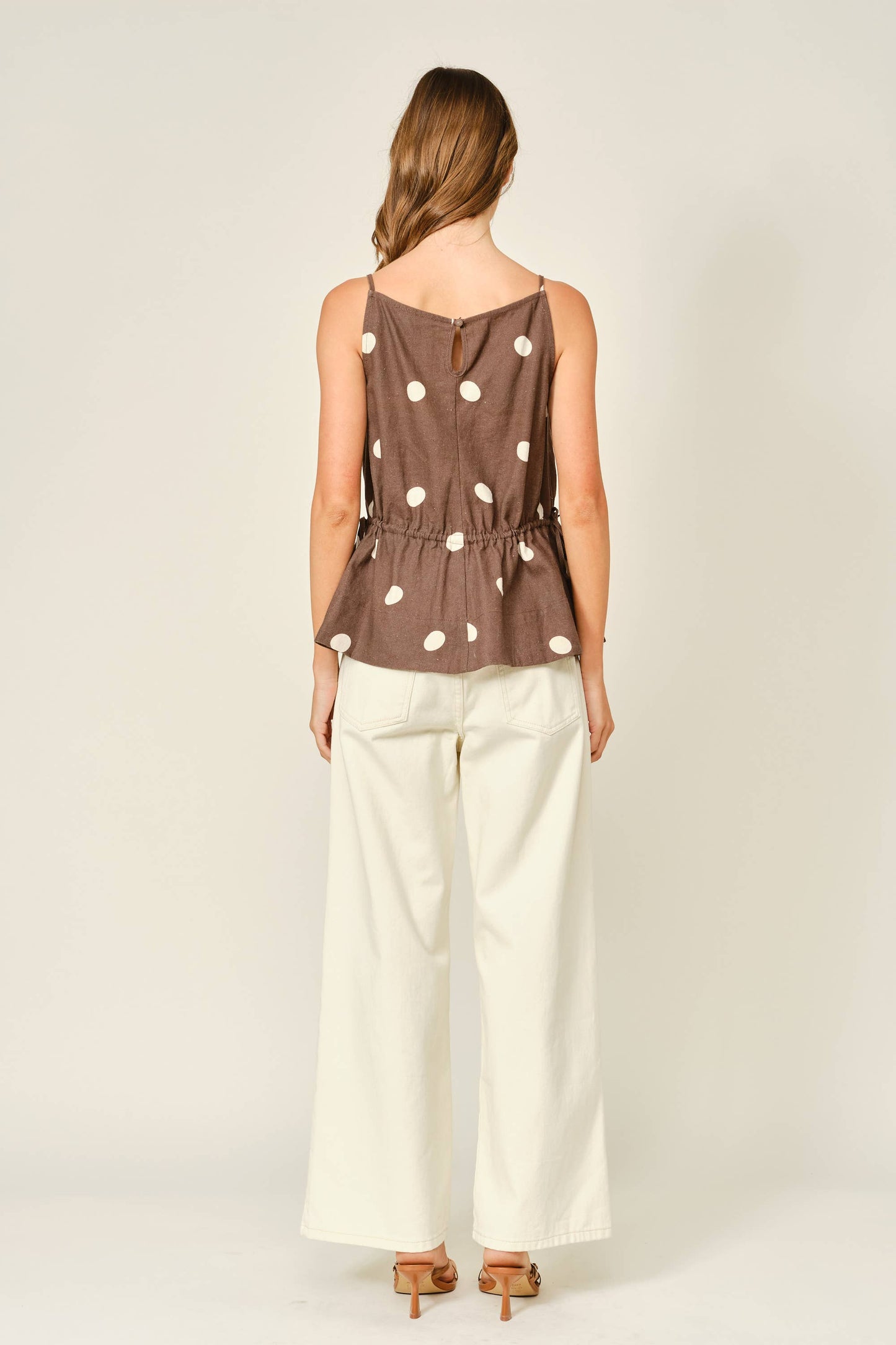 AJT6068 SOFT TOUCH POLKA DOT BABYDOLL WAIST TOP