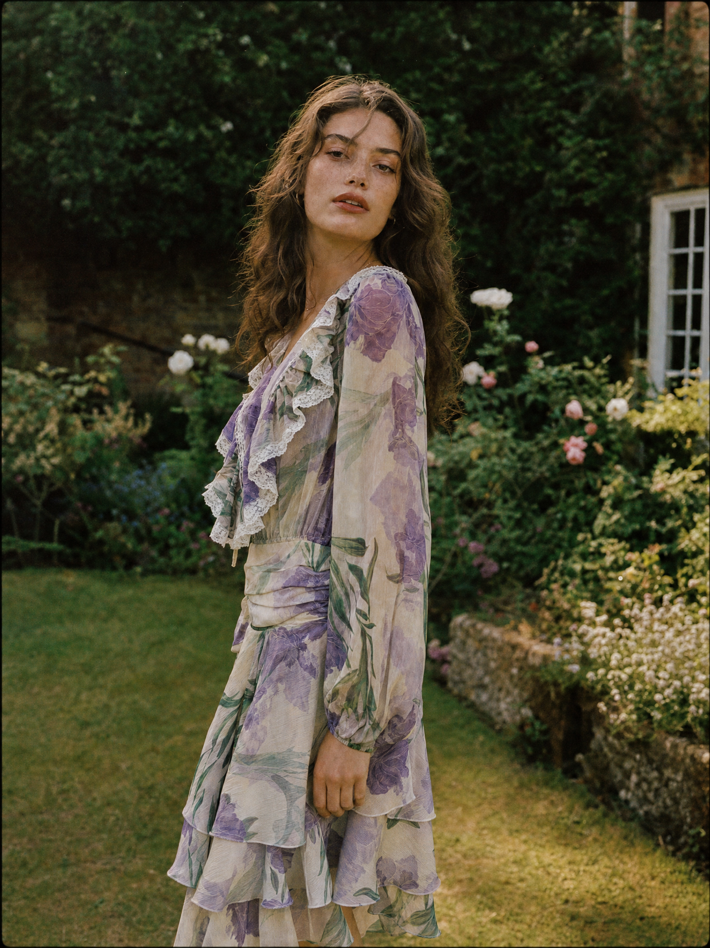 Violet Garden Ruffle Dress
