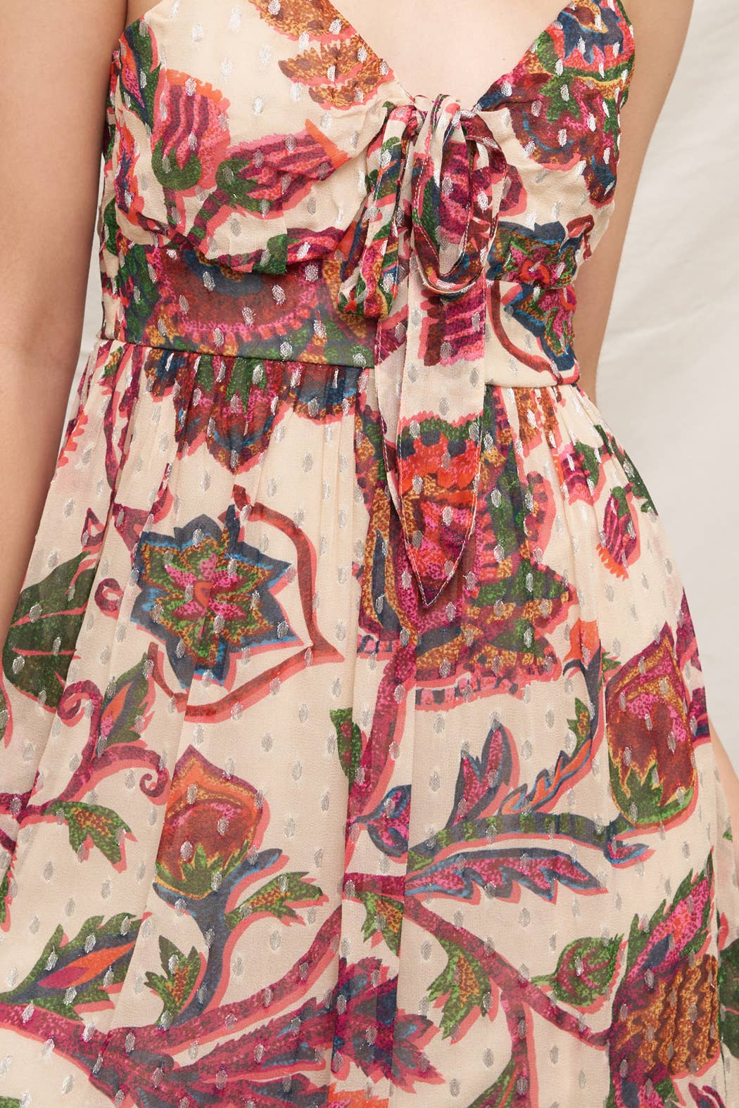 Printed Sleeveless Mini Dress with Lurex Dots