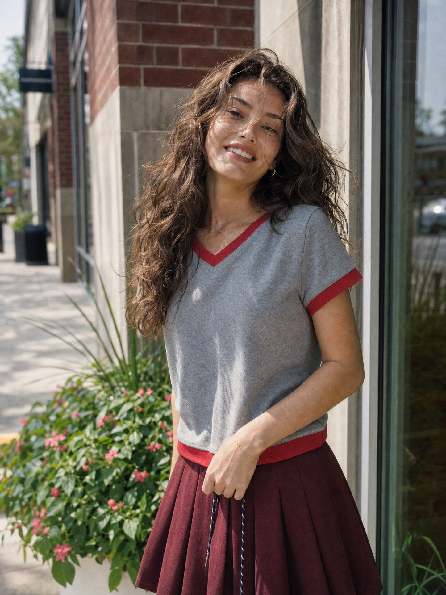 Varsity Layered V-neck Tee