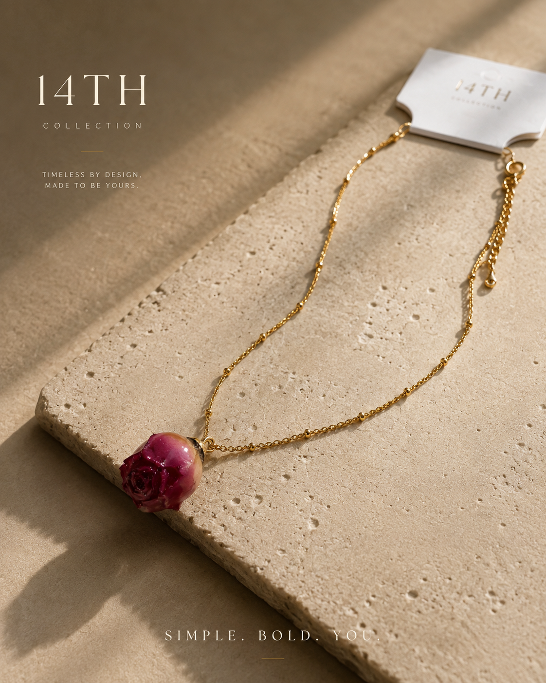 Preserved Rose Pendant Necklace