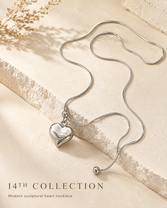 Adjustable Silver Heart Necklace