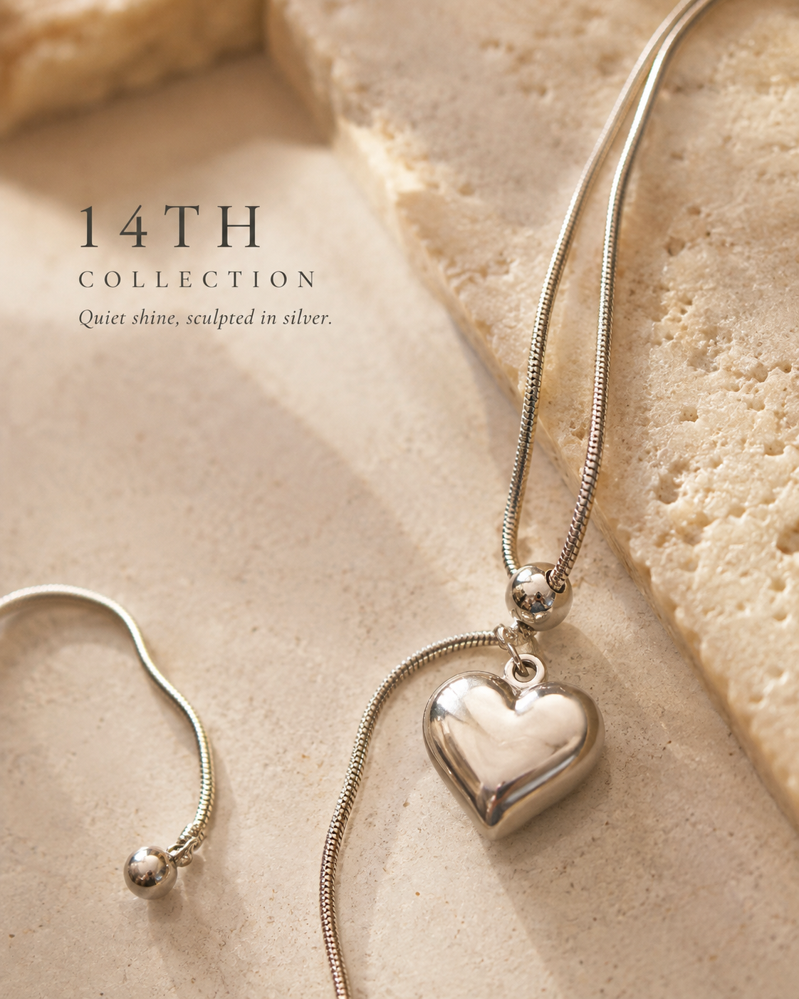 Adjustable Silver Heart Necklace