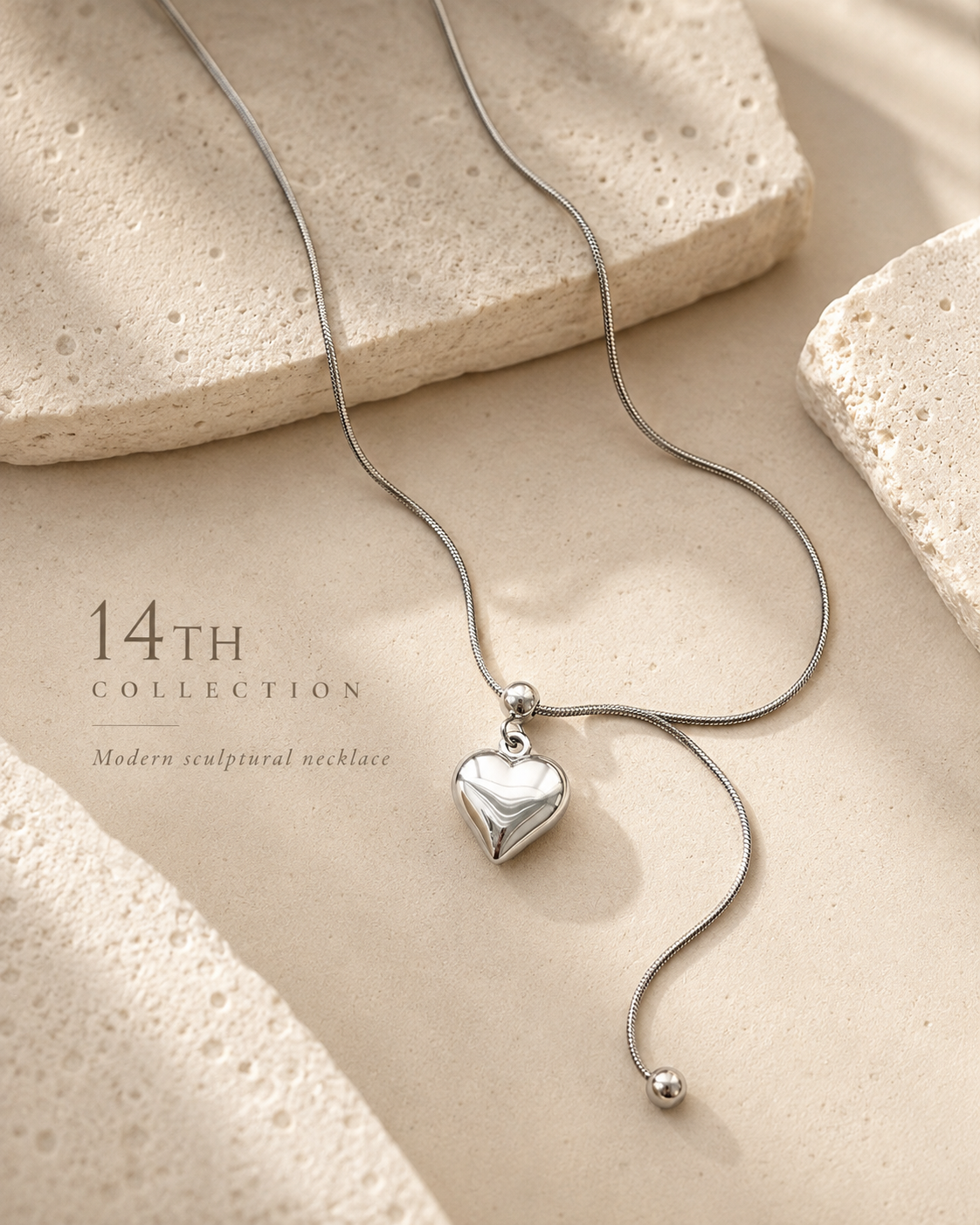 Adjustable Silver Heart Necklace