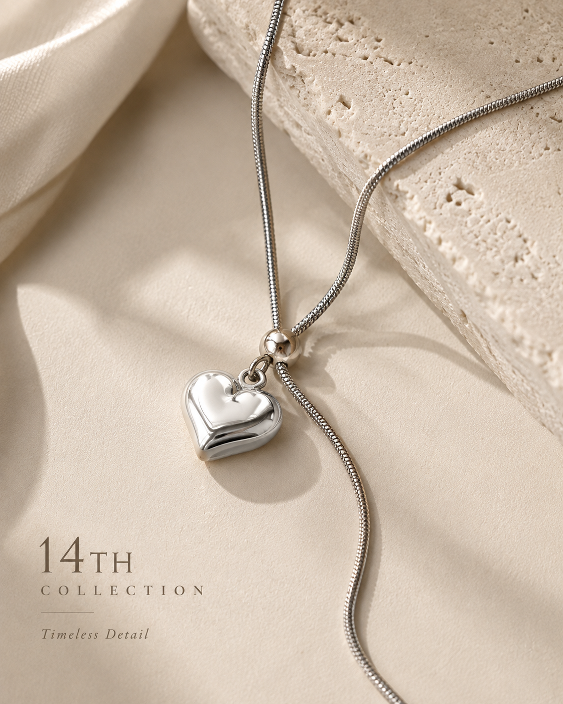 Adjustable Silver Heart Necklace