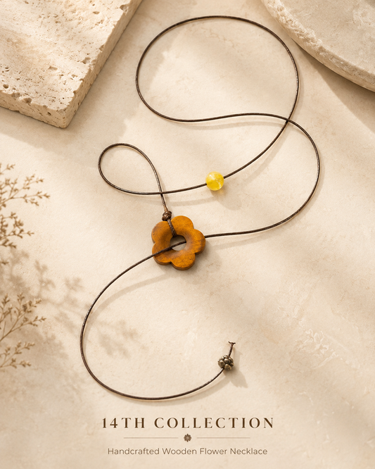 Hand-Carved Wooden Flower Necklace