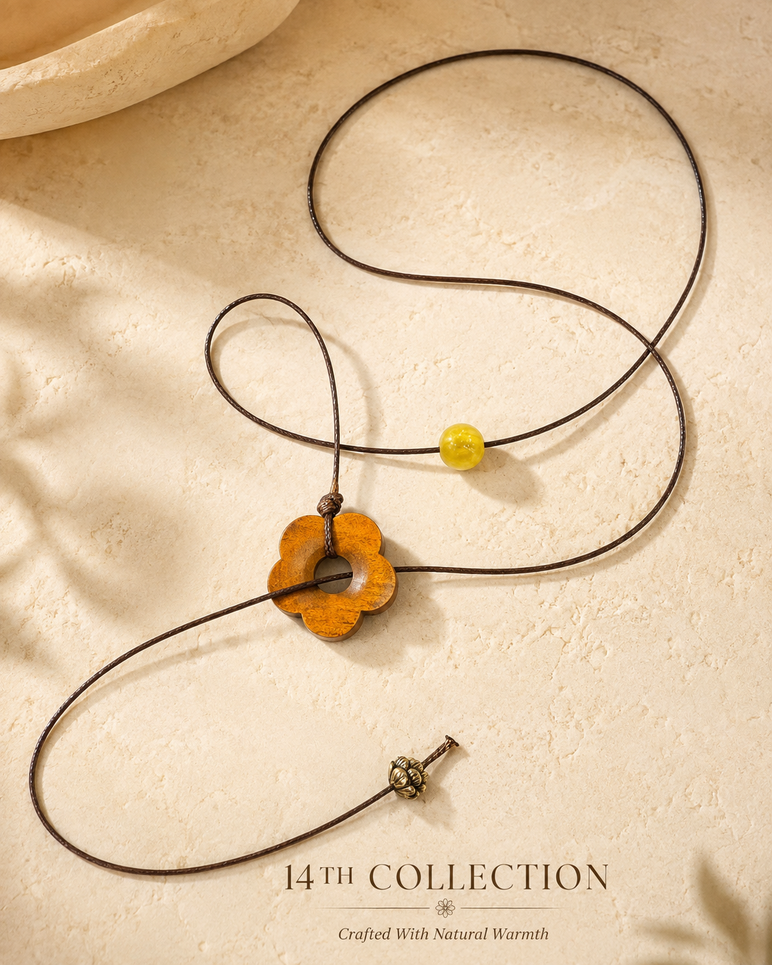 Hand-Carved Wooden Flower Necklace