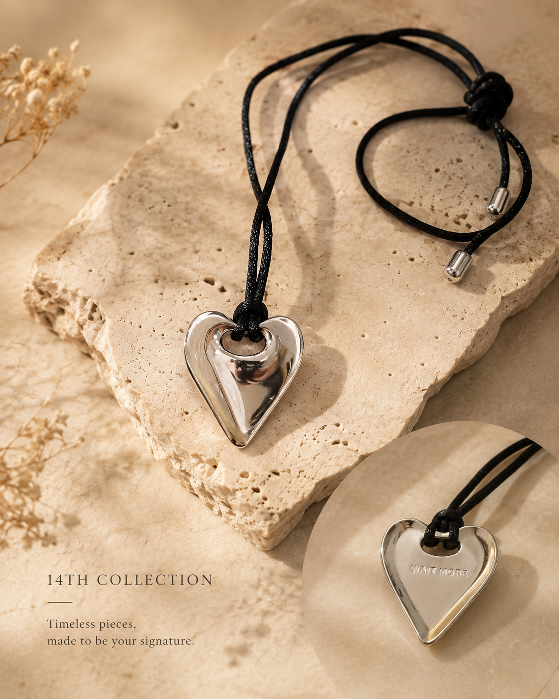 Wait More Heart Pendant Necklace