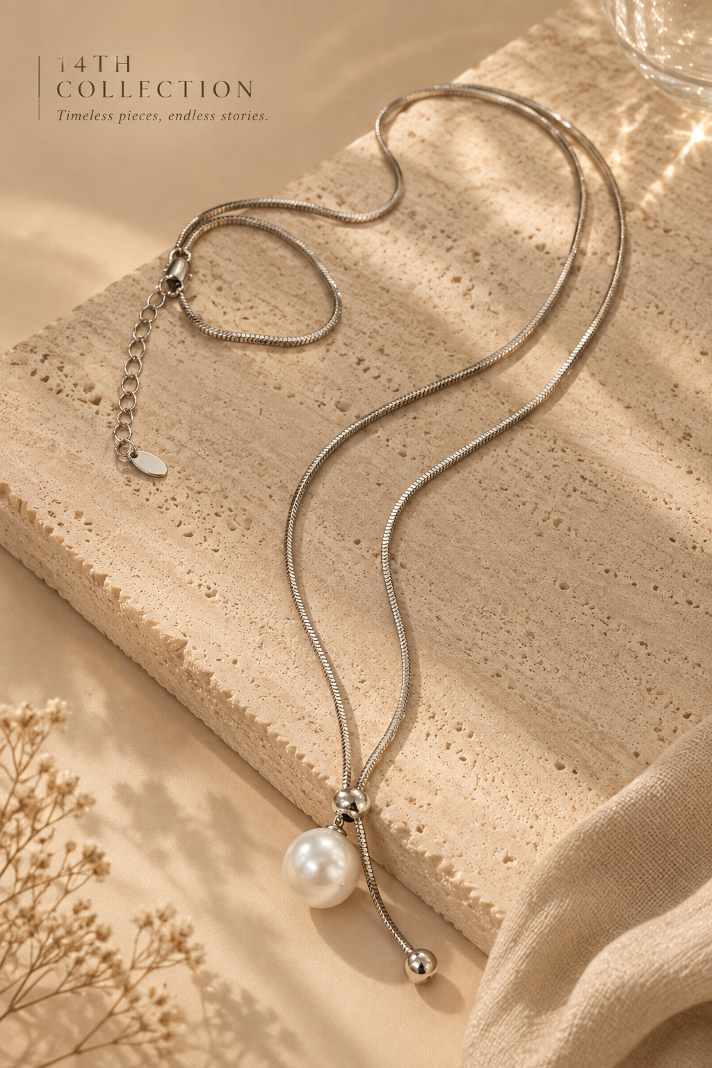 Luna Pearl Slider Necklace