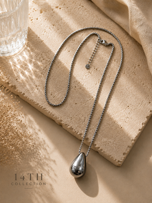 Liquid Silver Drop Necklace