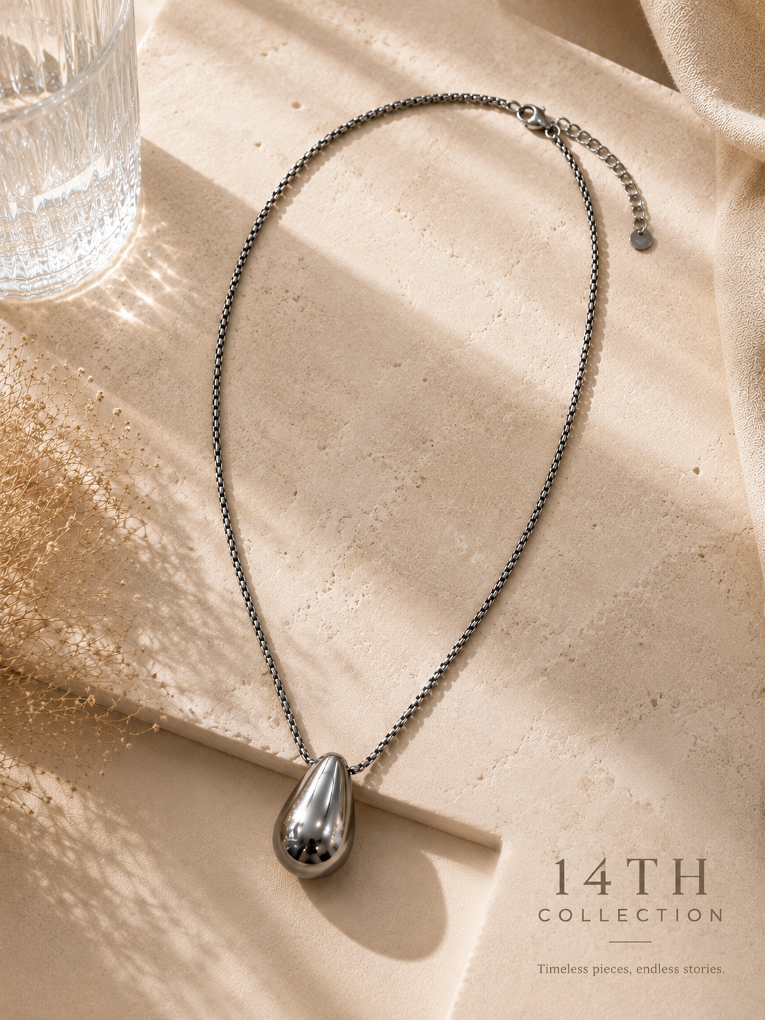 Liquid Silver Drop Necklace