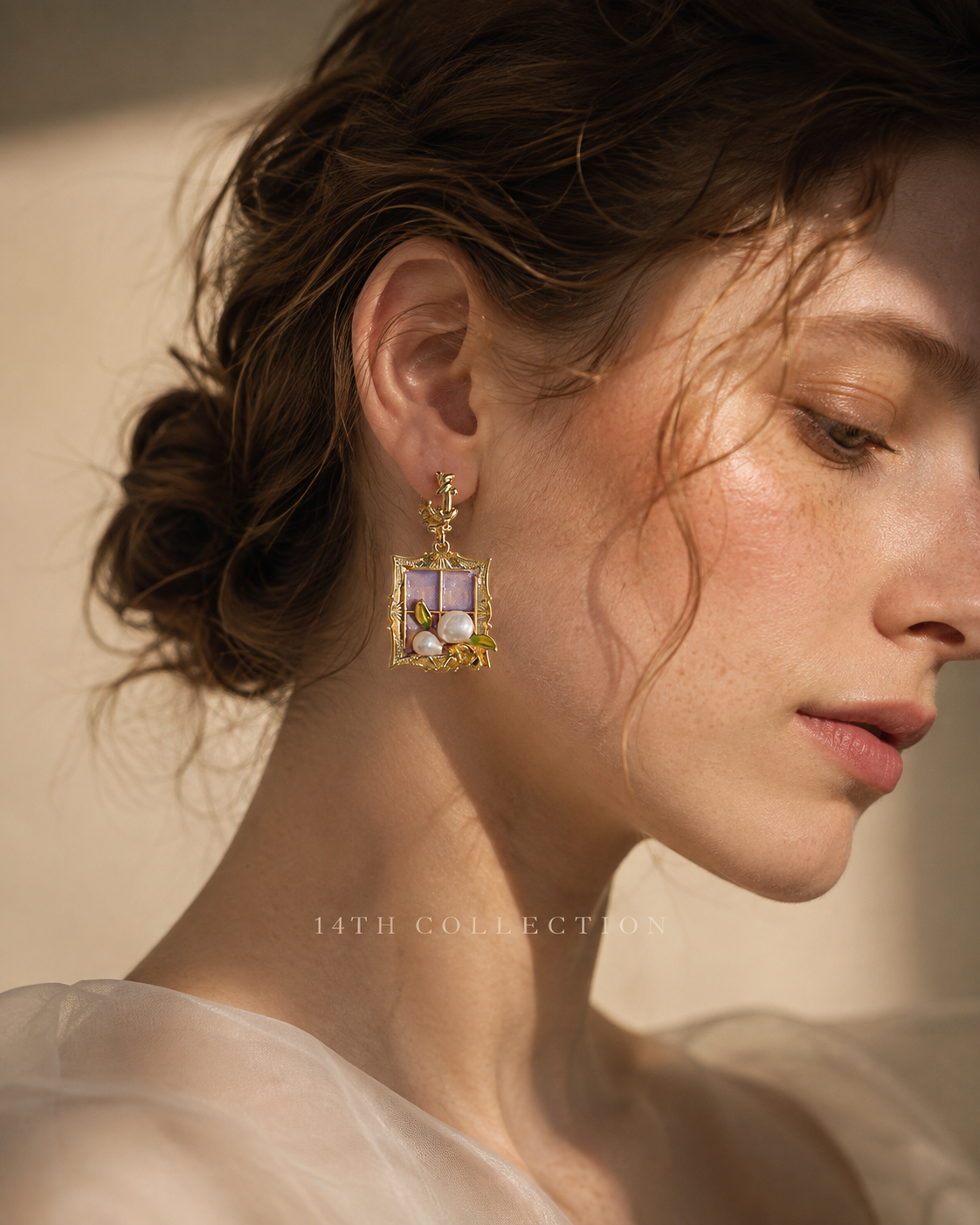 Golden Window Pearl Earrings