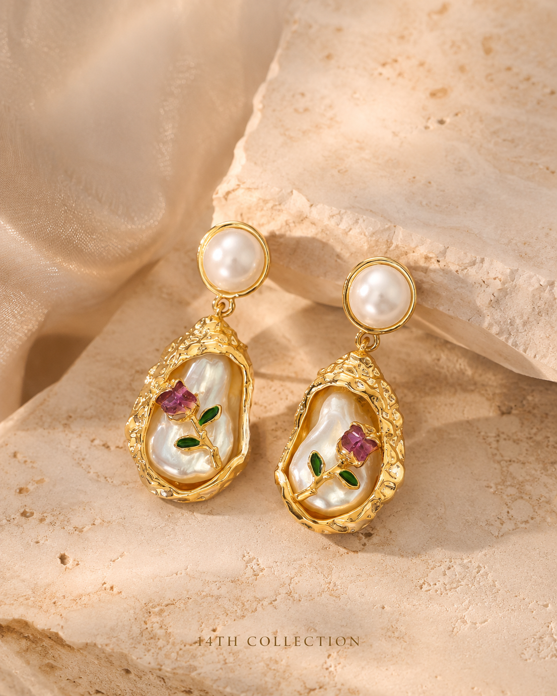 Enchanted Rose Pearl Earrings