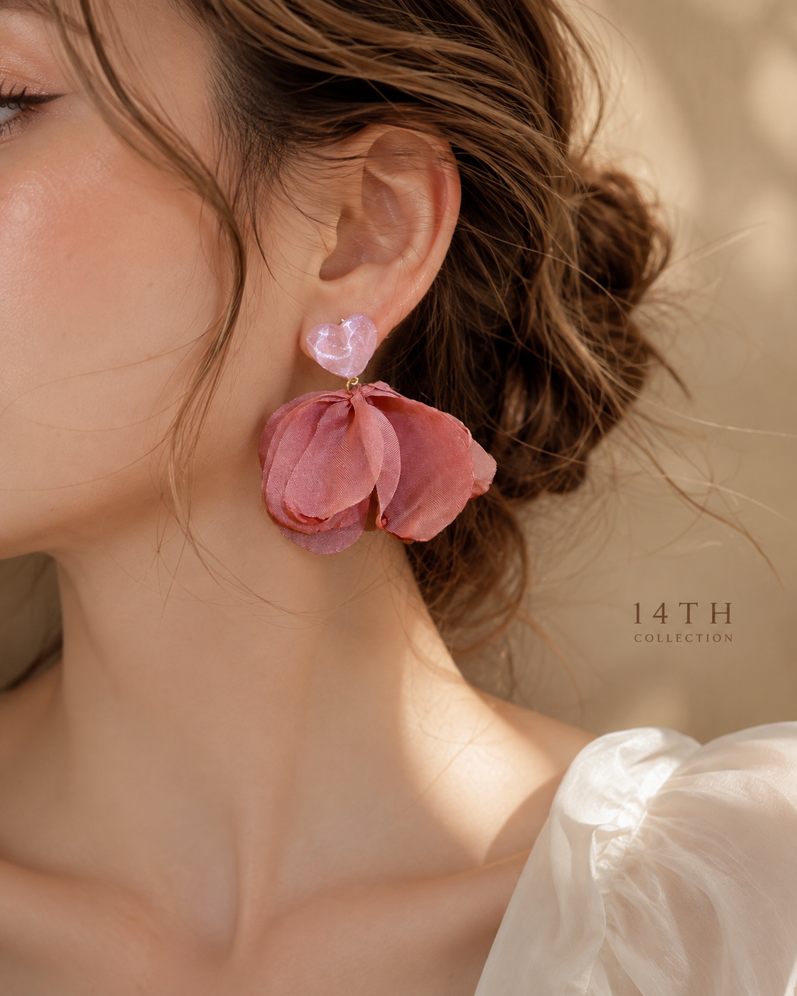 Blushing Petal Heart Earrings