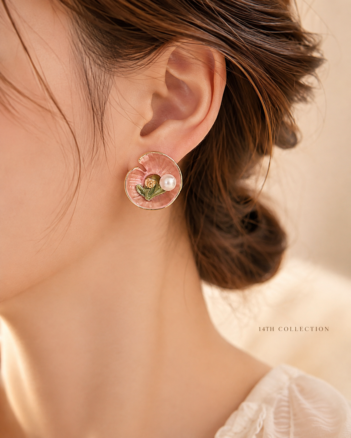 Rosé Garden Cameo Earrings