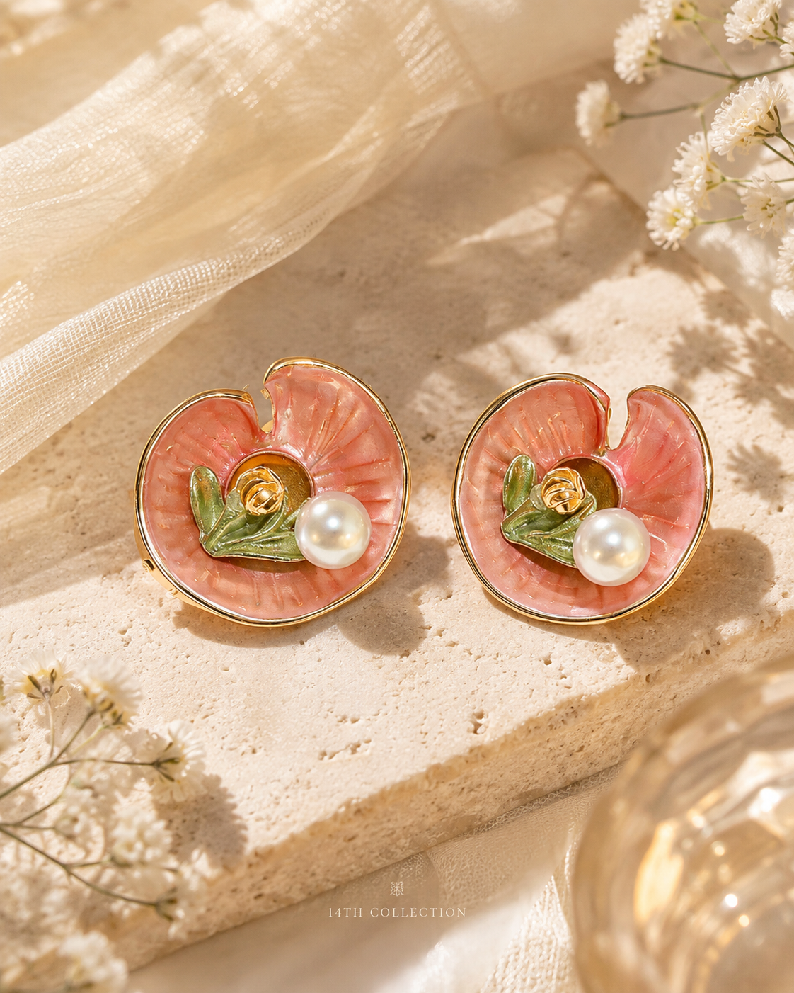 Rosé Garden Cameo Earrings