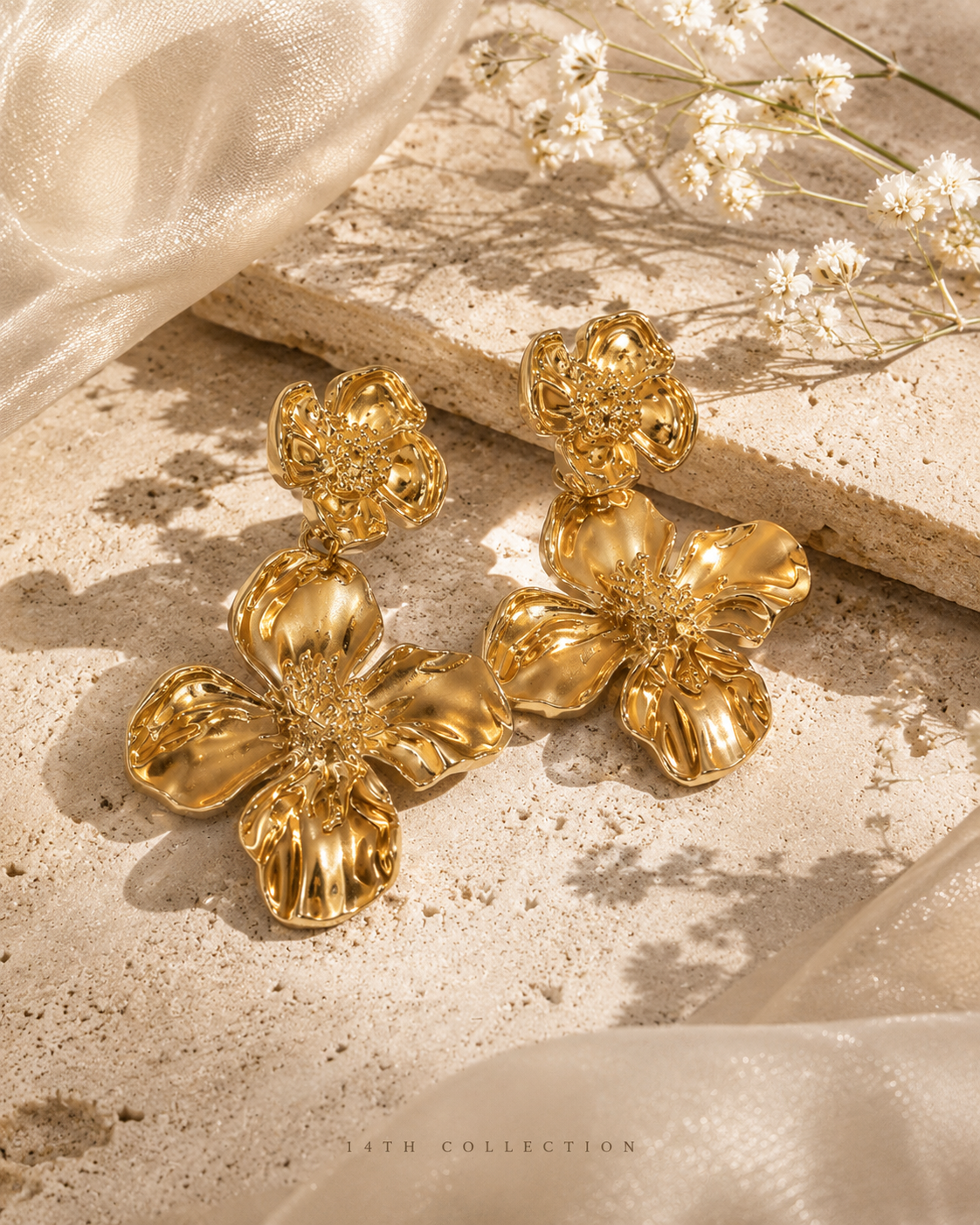 Golden Flora Drop Earrings