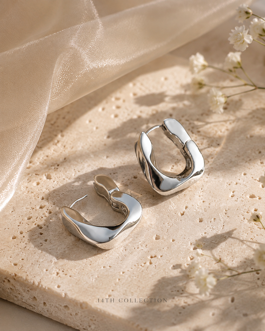Silver Current Hoops
