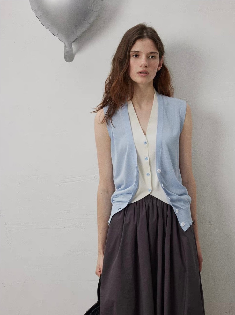 Two-Tone Layered Knit Vest
