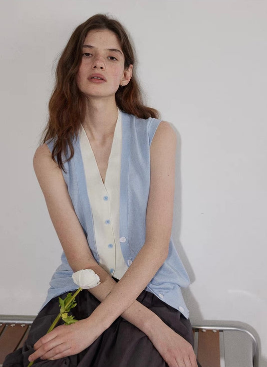Two-Tone Layered Knit Vest