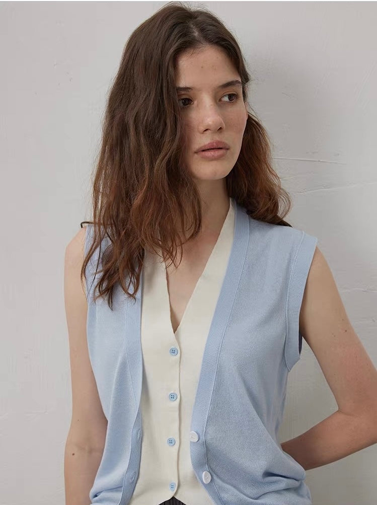 Two-Tone Layered Knit Vest