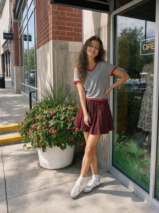 Varsity Layered V-neck Tee