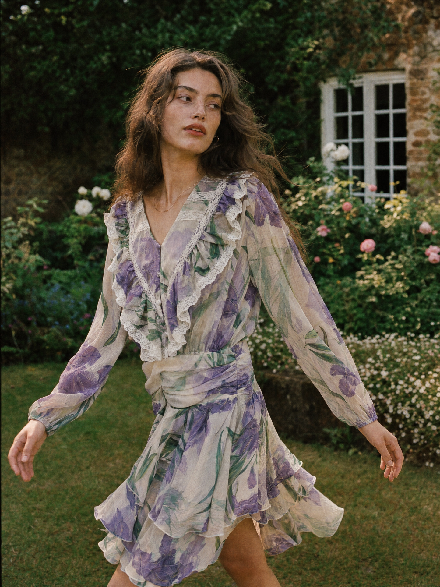 Violet Garden Ruffle Dress