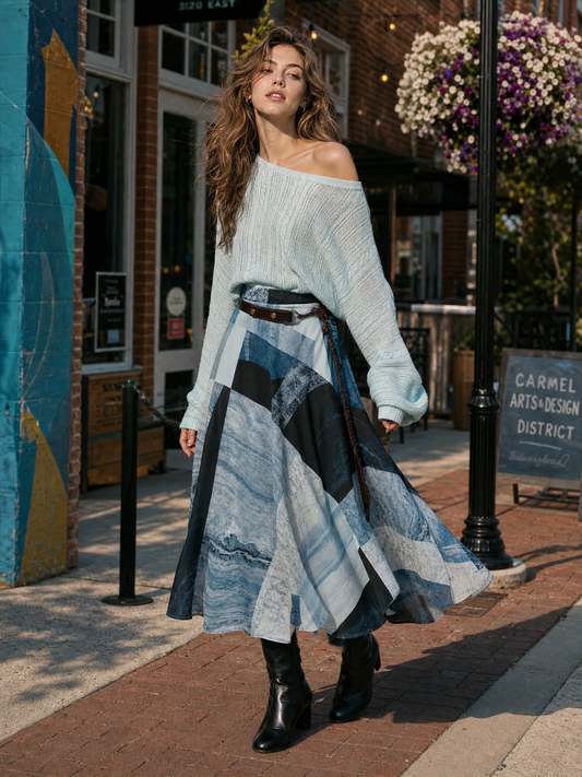 Blue Muse Abstract Maxi Shirt