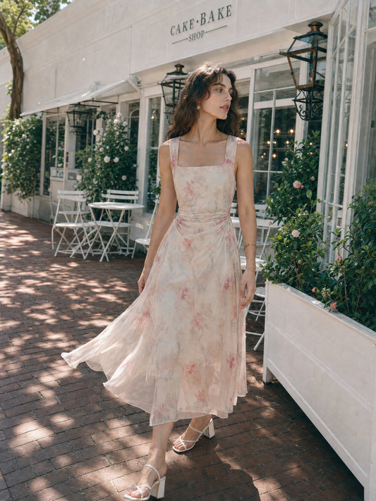 Blush Garden Mesh Midi Dress